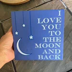 I love you to the moon and back Blue Decorative Plaque with Moon and Stars